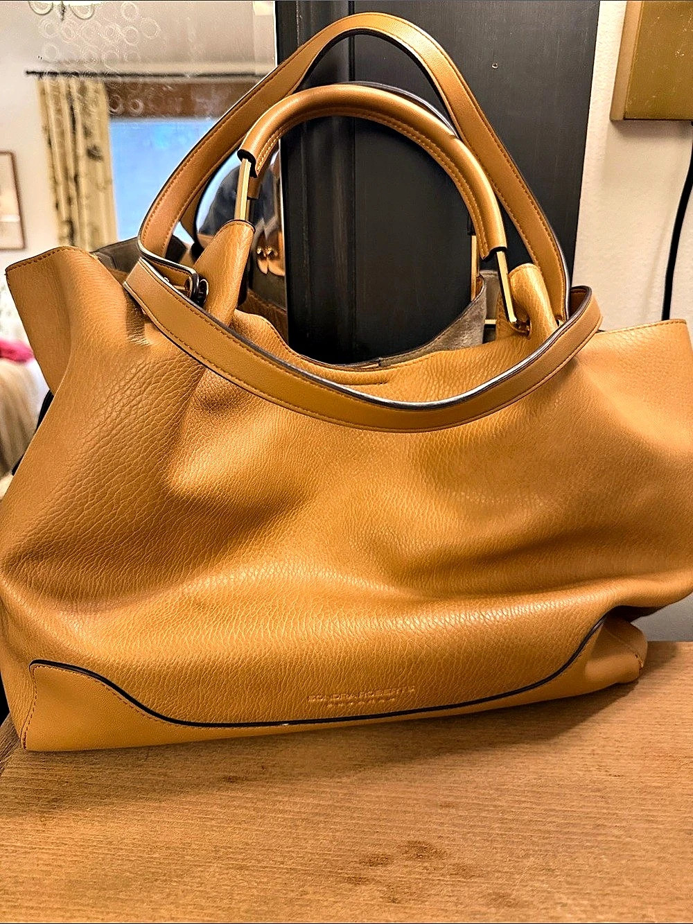 Sondra Roberts Squared Leather-Look Tote in Brown NWT